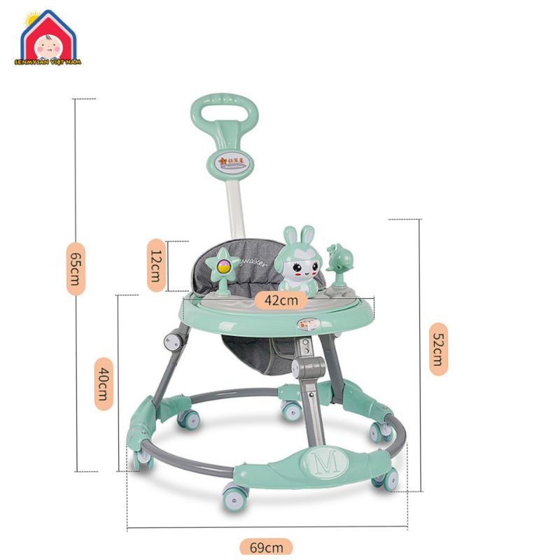 (tặng pin)Xe chạy tròn Senmysan C8 có bàn nhạc tích hợp bàn ăn+tay đẩy+6 nấc điều chỉnh cao thấp+nhạc đèn đồ chơi