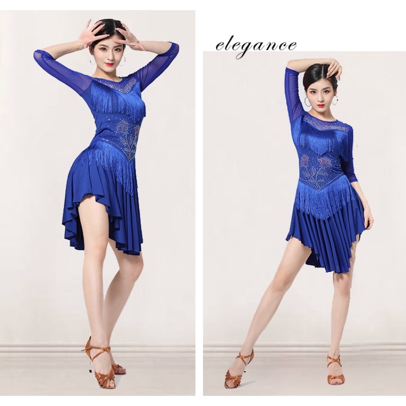 ĐẦM KHIÊU VŨ ĐÍNH ĐÁ THUN CO GIÃN 4 CHIỀU VL381N