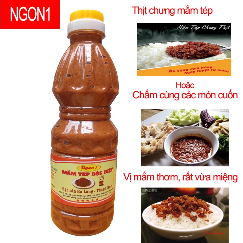 Mắm tép chưng thịt đặc sản Ba làng - Thanh Hóa - NGON1 - sử dụng chưng cùng thịt hoặc pha chấm trực tiếp (chai 500ml)