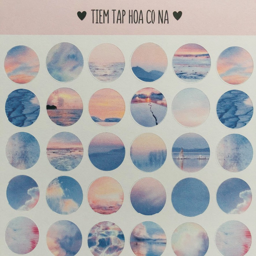 Sticker/hình dán trang trí hình tròn hoạ tiết pastel, trang trí sổ,bullet journal/dán thiệp -tiemtaphoacona