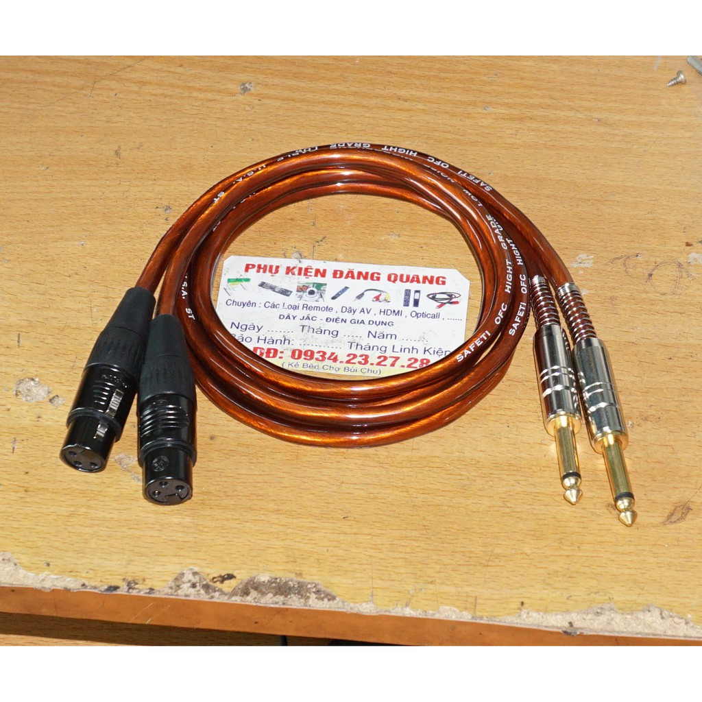 Dây jack canon cái ra 6,5 ly loại tốt , dài 1m