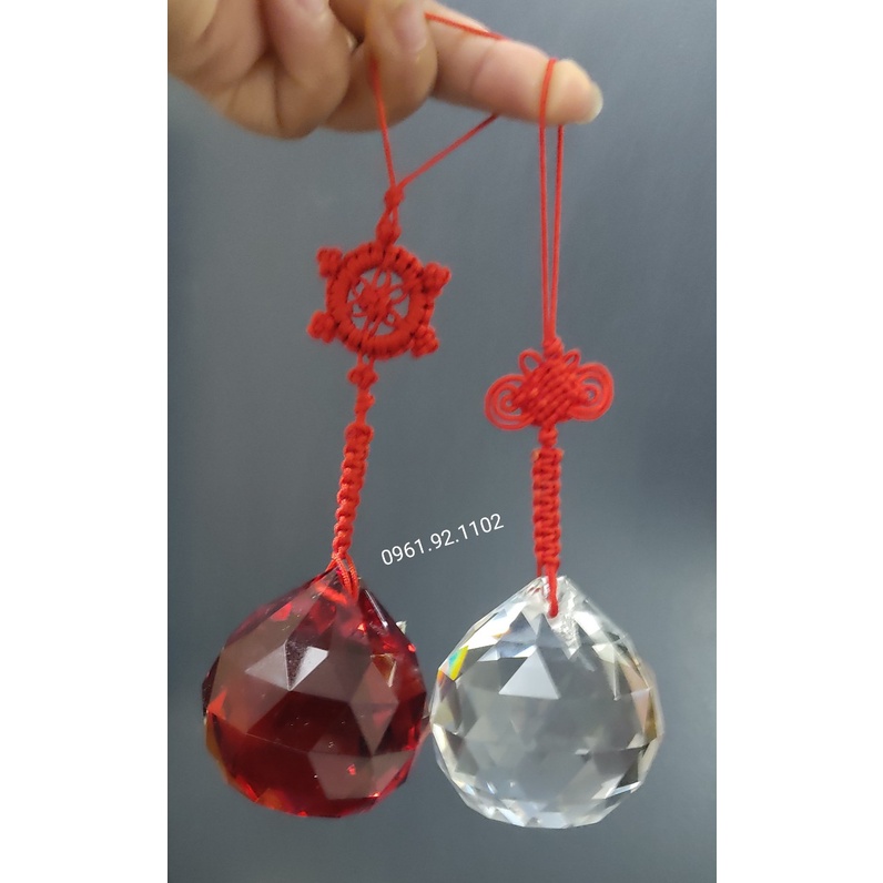 Quả cầu Treo thủy tinh  vát cạnh phong thủy sai 5cm các màu