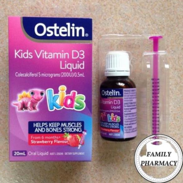 Vitamin D3 Ostelin Liquid 20ml, Giúp ngăn ngừa thiếu vitamin D khi chế độ ăn uống không đủ