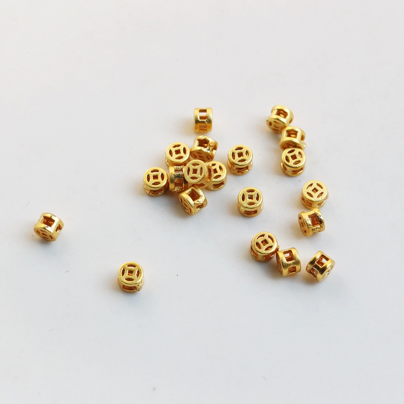 Set 10 Hạt Xâu Chuỗi 3mm Màu Vàng Đồng 18k Mặt Nhám Dùng Để Làm Trang Sức diy