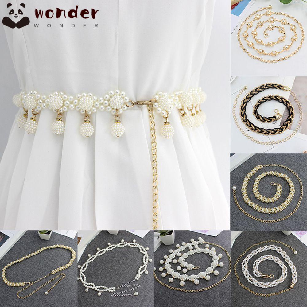 Thắt lưng mỏng đính ngọc trai giả thời trang thanh lịch cho nữ