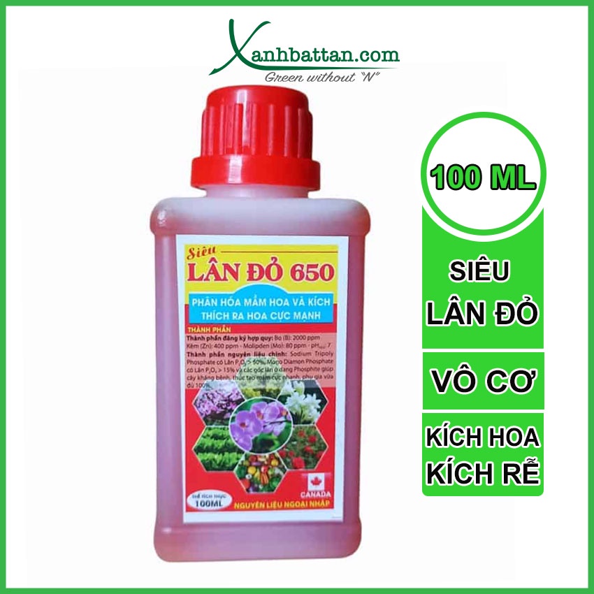 Siêu Lân Đỏ 650 Phân Hóa Mầm Hoa - Kích Ra Hoa Cực Mạnh Chai 100 ml