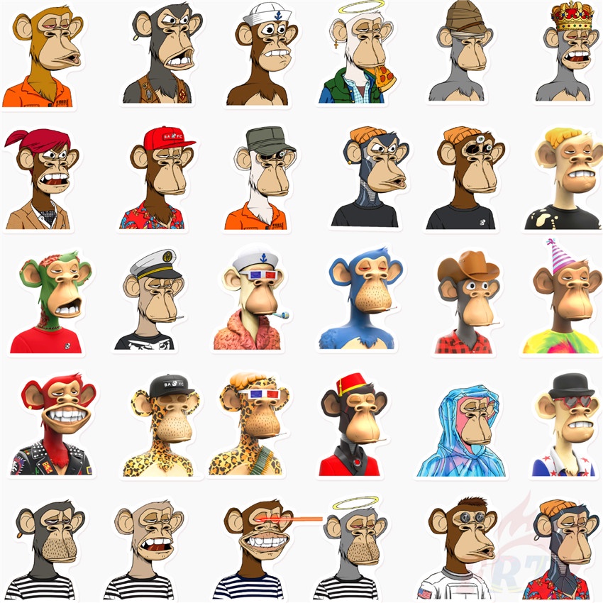 ❉ NFT Bored Ape Yacht Club Series 01 Stickers ❉ 60Pcs/Set DIY Fashion Waterproof Mixed Decals Doodle Stickers