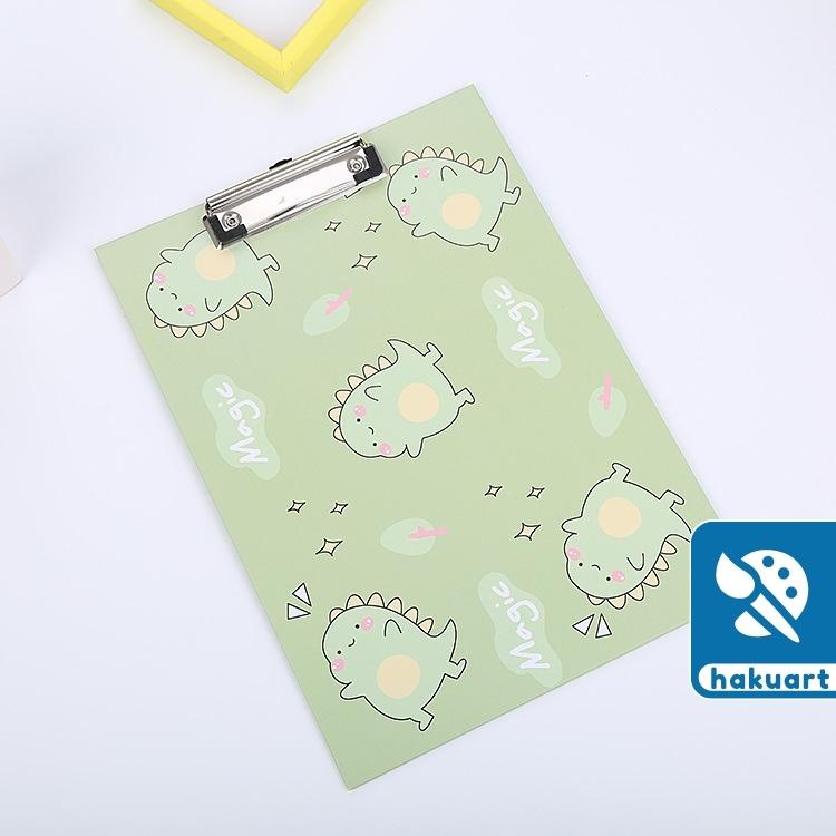 Bảng Kẹp Giấy In Hình Họa Tiết Khủng Long Dễ Thương - Văn Phòng Phẩm Haku