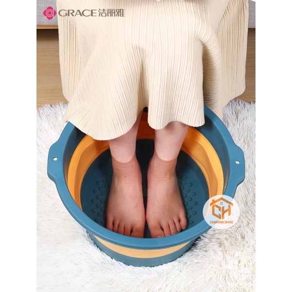 Chậu Ngâm Chân Gấp Gọn Silicon Massage Chân Thư Giãn Size To Thau Gấp Gọn Thông Minh Tiện Ích Gia Đình Cam Homeware