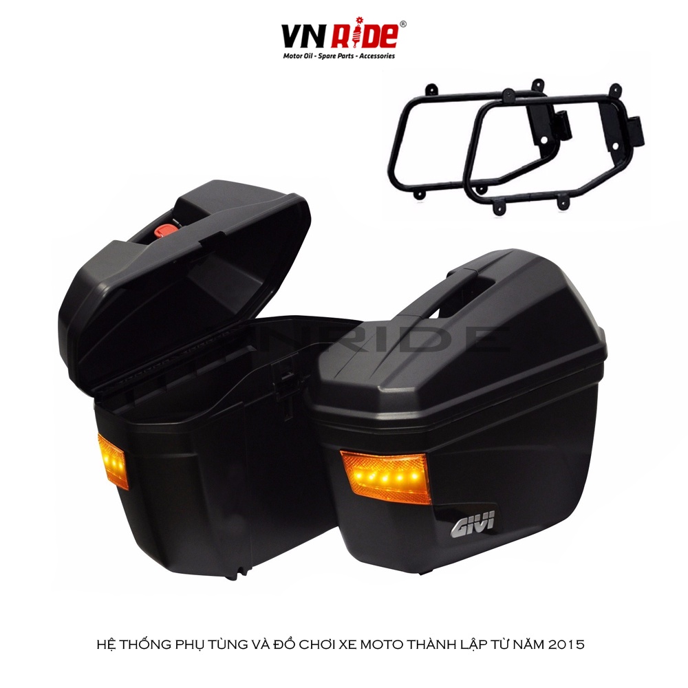 Cặp thùng hông GIVI E22N-S (Có đèn LED) (22L) + Baga pat thùng hông (SIDE) GIVI SBL2000