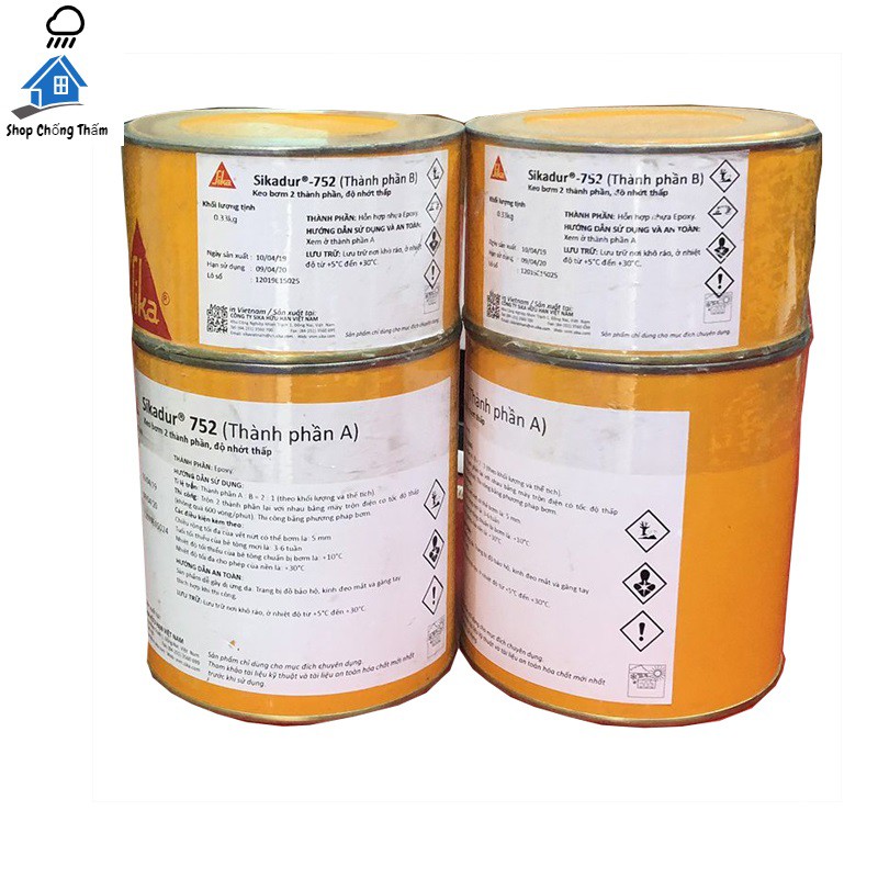 Sikadur 752 (loại 1kg) Epoxy 2 thành phần dùng để xử lý vết nứt bê tông