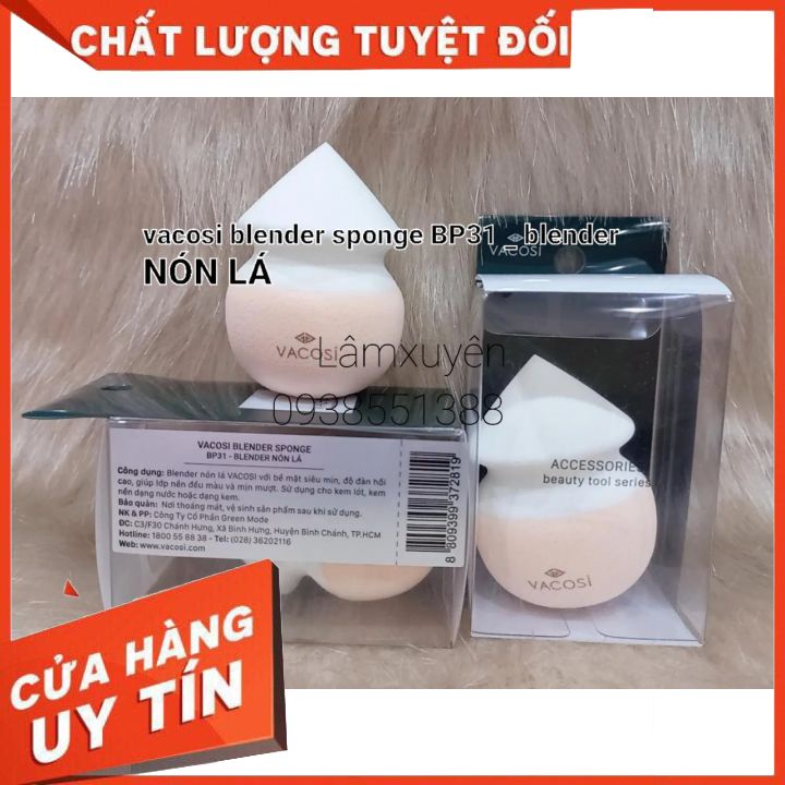VACOSI BLENDER SPONGE BP31 _ BLENDER NÓN LÁ bông phấn mềm mịn dễ tán đều lớp phấn cho màu tự nhiên _tiện lợi