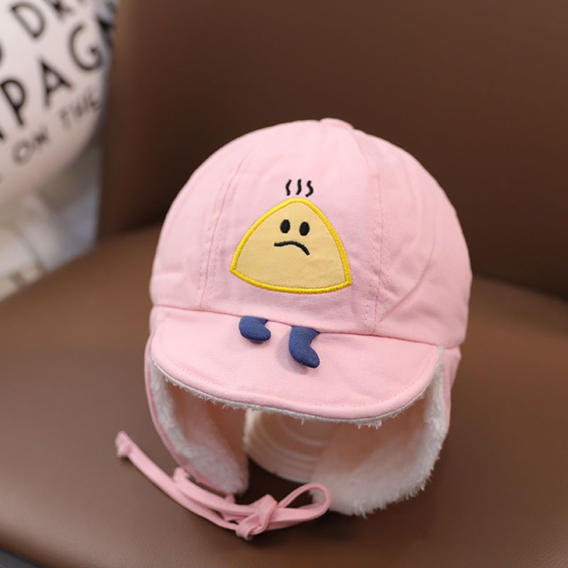 Mũ Len Lông Cừu Dày Dặn Chống Gió Giữ Ấm Tai Họa Tiết Hoạt Hình Dễ Thương Cho Bé Trai Và Gái