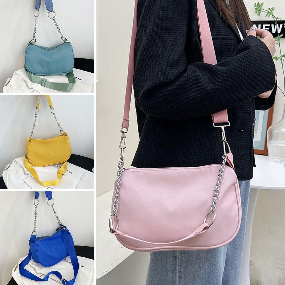 CACTU Túi Đeo Chéo Bằng Nylon Màu Sắc Đơn Giản Cho Nữ