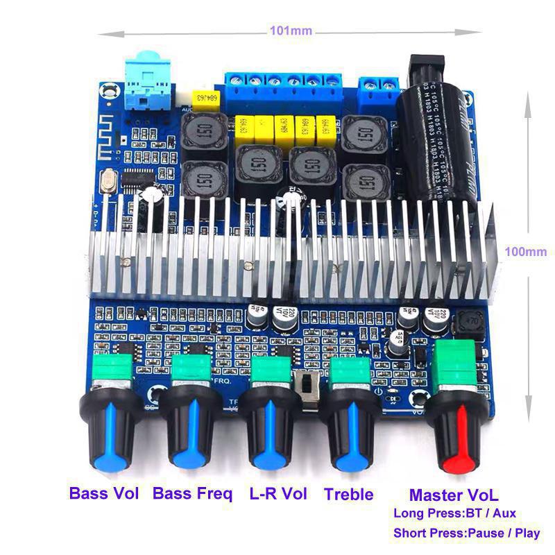 Bảng Mạch Khuếch Đại Âm Thanh Siêu Trầm 2*50W+100W TPA3116 Kênh 2.1 Kết Nối Bluetooth 5.0 DC12V-24V