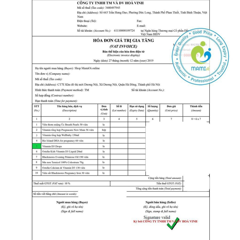 Vitamin D (90 giọt) phát triển xương răng, tăng miễn dịch cho bé dưới 1 tuổi Vitamin D3 Drops 400 IU, Mỹ/Canada