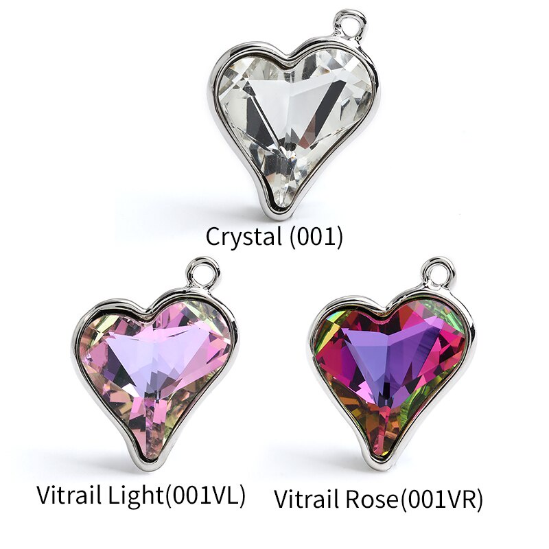 Vòng cổ Mặt Kính Hình Trái Tim Đính Đá Lấp Lánh Kèm Kẹp Càng Cua Bằng Đồng