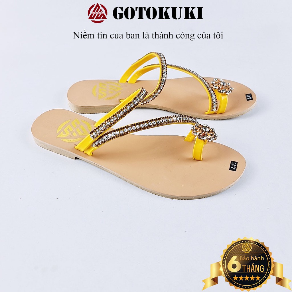 Dép xỏ ngón nữ quai chéo đính đá GoToKuKi cực dễ thương DB_06