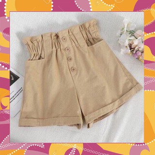 15Q25B1 Quần sọt kaki lưng thun phối nút kute, không có vàng