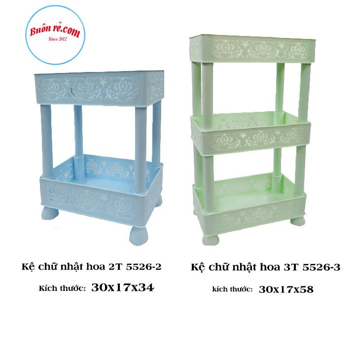 Kệ chữ nhật hoa 2 tầng, 3 tầng nhựa Việt Nhật (MS:5526) đa năng, kệ phòng tắm, nhà bếp đựng gia vị, chén bát -br01247