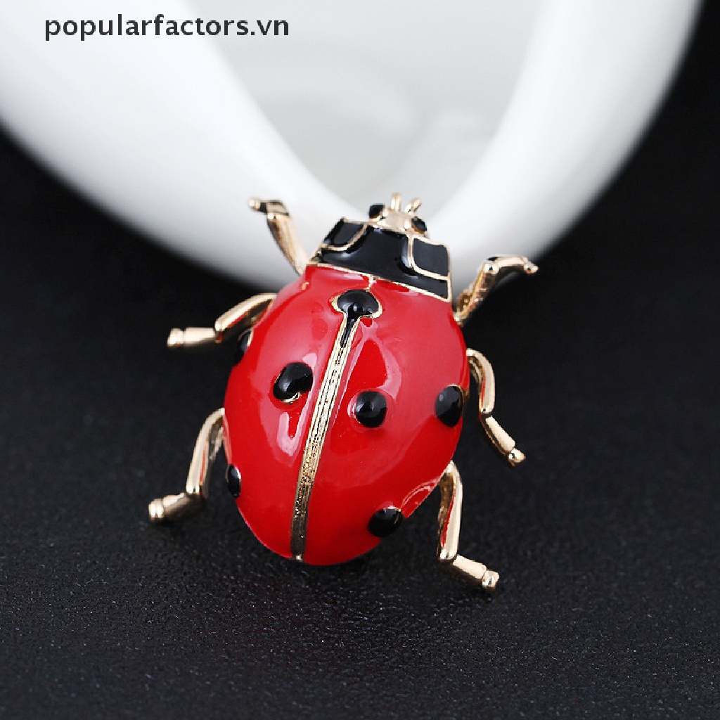 Ghim Cài Áo Hình Bọ Rùa Đỏ Tráng Men Thời Trang