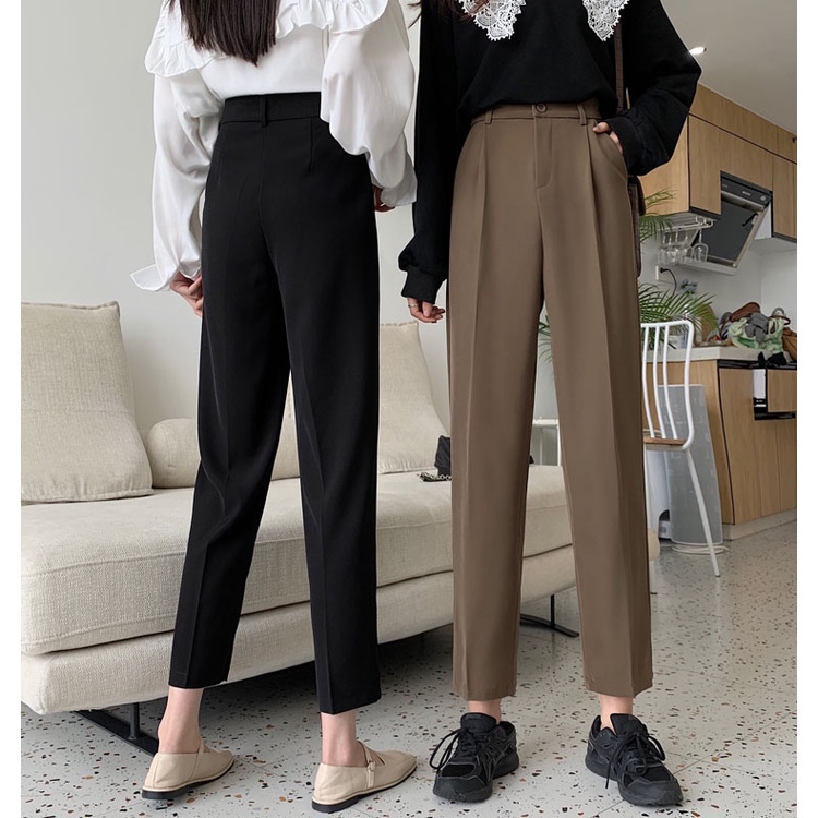 Quần dài lưng cao thiết kế mới thời trang mùa thu theo phong cách hàn quốc