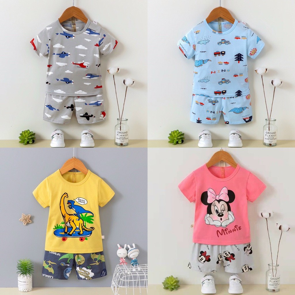 [SIZE NHỠ] Bộ Xuất Hàn Cộc Tay 100% Cotton Siêu Mềm Mát, Đáng Yêu Cho Bé