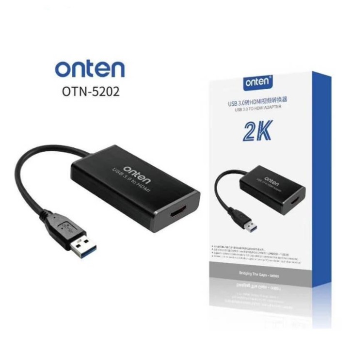 Cáp chuyển USB 3.0 to HDMI hỗ trợ Full HD 1080P Onten OTN-5202 (Onten 5202) - Hàng Chính Hãng