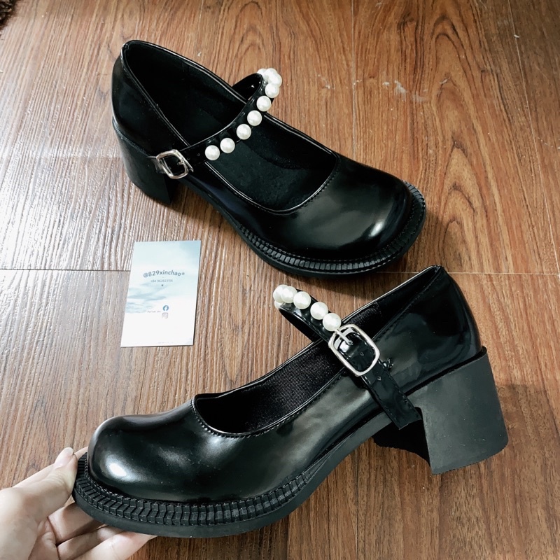 sẵn/ giày da đen 💖 giày quai ngọc, mary jane boot martins độn đế (đặt giao luôn)