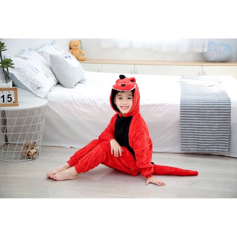 Combo bộ đồ khủng long kèm dép cho bé và người lớn
