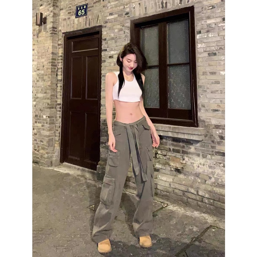 [MURIOKI]Quần Yếm Eo Cao Dáng Rộng Phong Cách Hàn Quốc 2022 Mới Cho Nữ