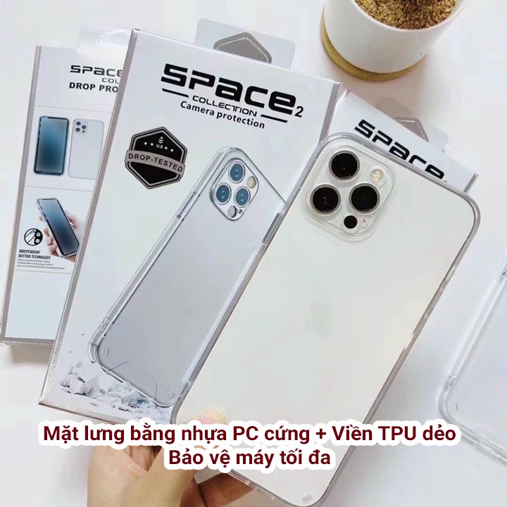 Ốp iphone Space chống sốc lưng cứng, viền dẻo, trong suốt chống ố, full hộp - PandaCase - Ip 7P/8P/X/Xsmax/11Promax...