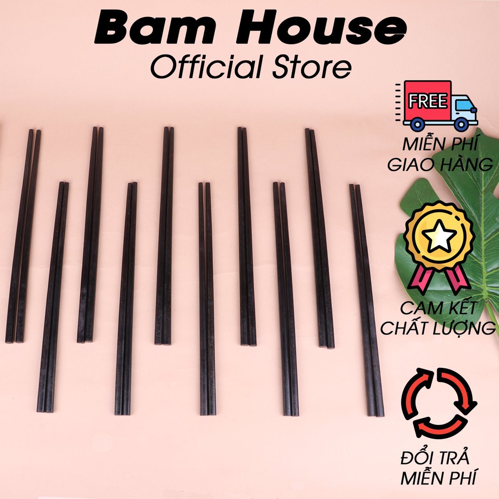 Bộ 10 đôi đũa gỗ sắn ổi Bam House màu đen cao cấp thân thiện môi trường DSO02 - Gia dụng bếp