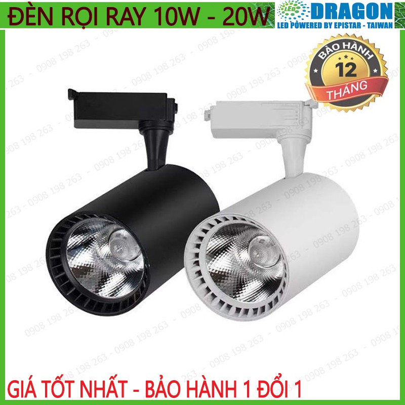 Đèn rọi ray COB cao cấp 10w - 20w, vỏ trắng vỏ đen, ánh sáng trắng hoặc vàng nắng