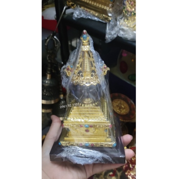 Tháp xá lợi 17 cm hợp kim đồng cúng dường mật tông ( hàng mới về)