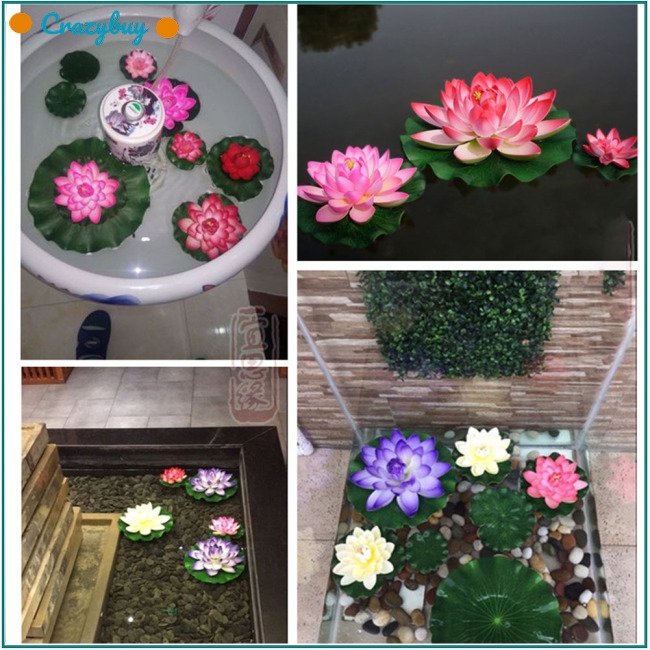 Hoa sen giả nổi trên mặt nước 18cm dùng trang trí hồ nước