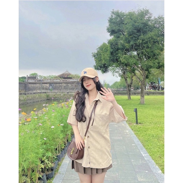 áo sơ mi cúc bấm ngắn tay
