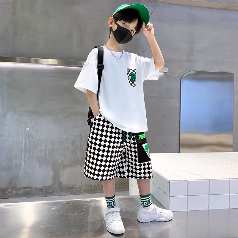 Bộ đồ bé trai Babekids  cotton hình in túi CARO-P, thời trang dành cho trẻ em từ 4 đến 10 tuổi