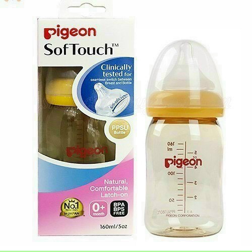 BÌNH SỮA CỔ RỘNG MÀU VÀNG PIGEON 160ML PPSU PLUS