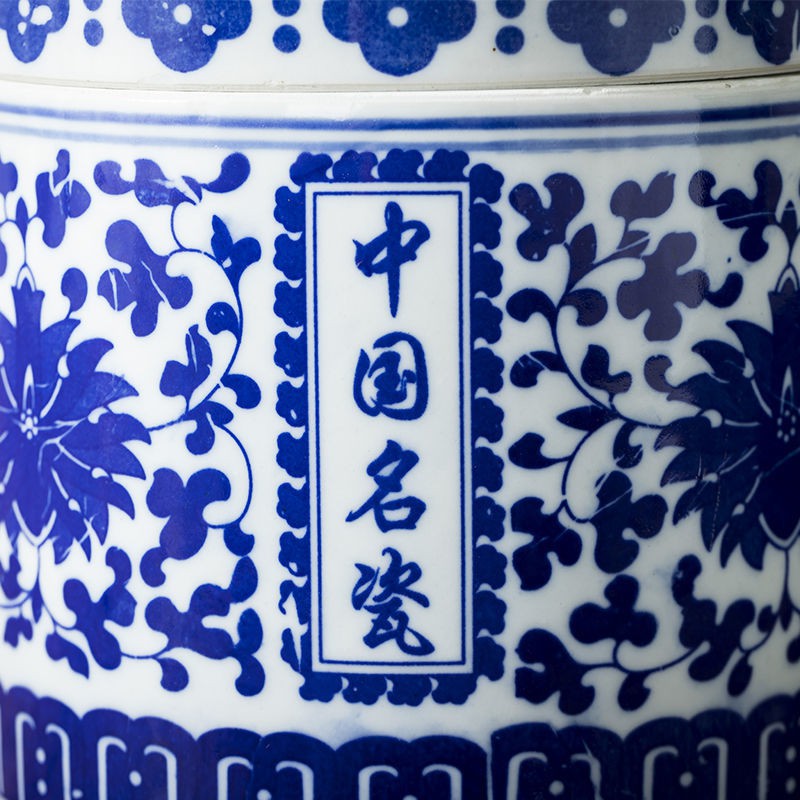 Jingdezhen gốm sứ truyền thống Trung Quốc bình bảo quản trà kín chậu xanh trắng đựng thuốc mỡ vuông thạch cao