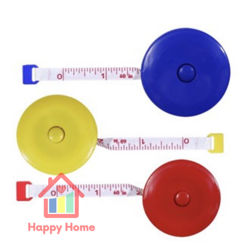 Thước dây cuộn tự động hộp tròn 1.5 mét đo eo, vòng bụng sức khỏe Happy Home