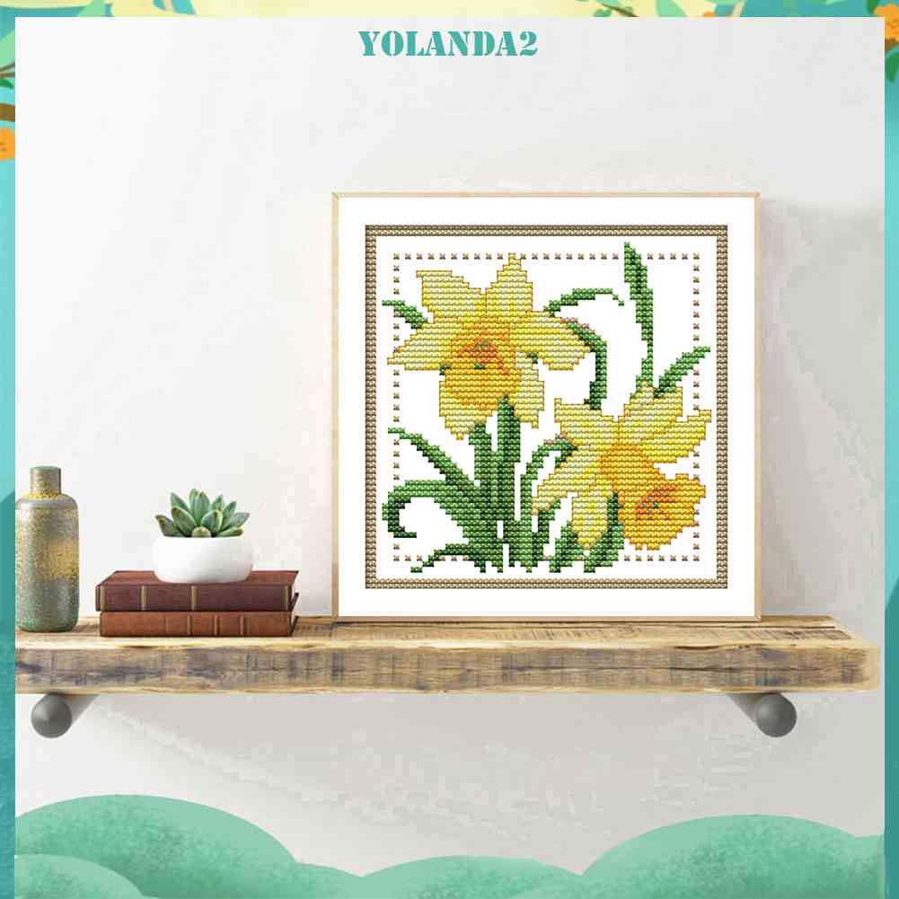 (canvas no printing)  Bộ Dụng Cụ Thêu Tranh Chữ Thập 14CT DIY