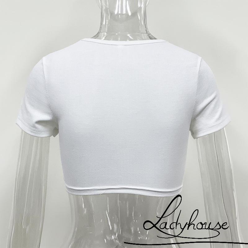 Áo Thun Tay Ngắn Cổ Tròn Màu Trơn Thời Trang Dành Cho Nữ