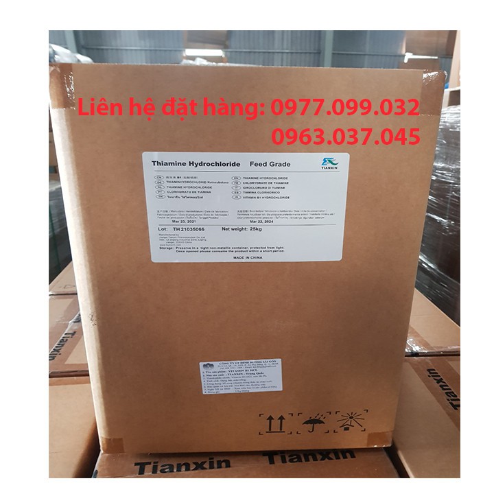 Nguyên liệu Vitamin B1 HCL Feed Grade. Hỗ trợ tăng trưởng, tiêu hóa. Thùng 25kg