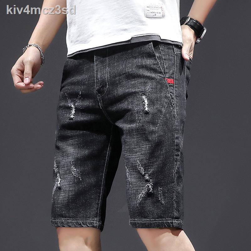 quần ốngQuần☁☾Quần short denim dài năm điểm cắt mỏng mùa hè cho nam Phong cách Hàn Quốc hợp thời trang ống rộng th
