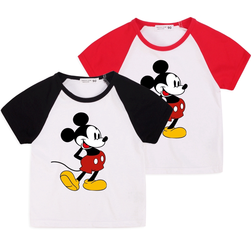 Áo Thun Tay Ngắn Hình Chuột Mickey Đáng Yêu Với 6 Màu Cho Bé