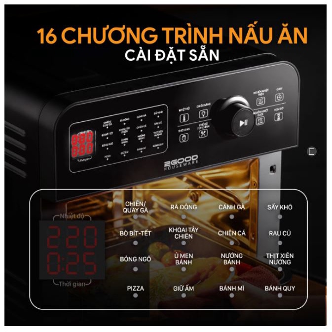Nồi chiên không dầu 2GOOD Vortex S20 Airfryer Oven - Hàng chính hãng