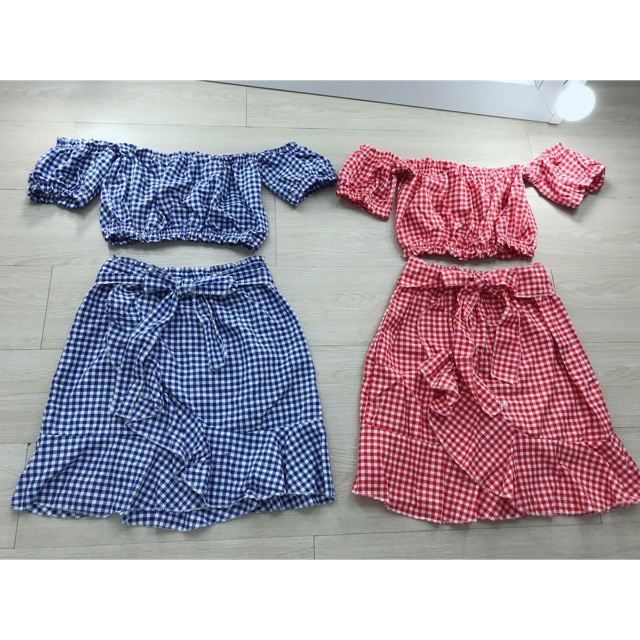 SÉT ÁO Trễ vai + Váy bèo . Hình thật