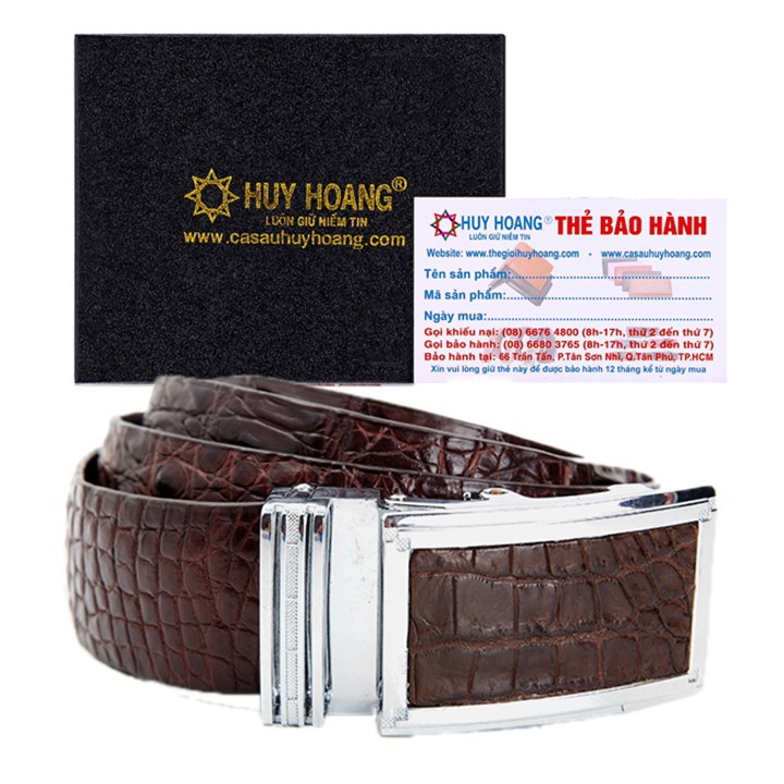 Thắt lưng nam da cá sấu bản lớn màu nâu đất HW4775