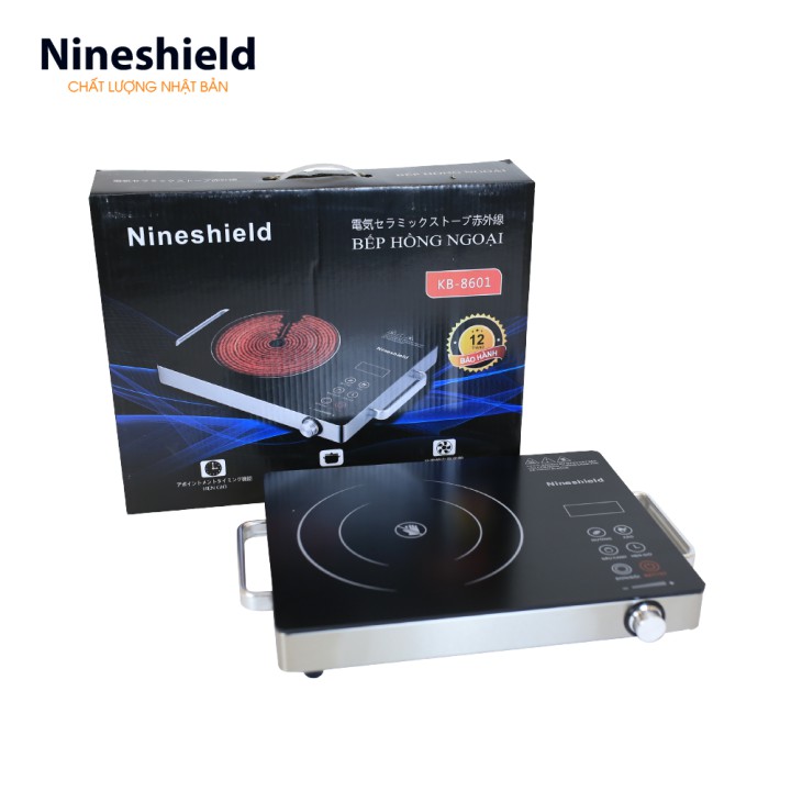 Bếp hồng ngoại đơn 2 vòng nhiệt Nineshield mặt kính cường lực 2200W